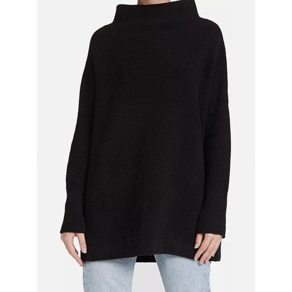 Free People XSmall Black Ottoman Slouchy Tunic Sweater Pullover Cotton Oversized - Picture 11 of 12